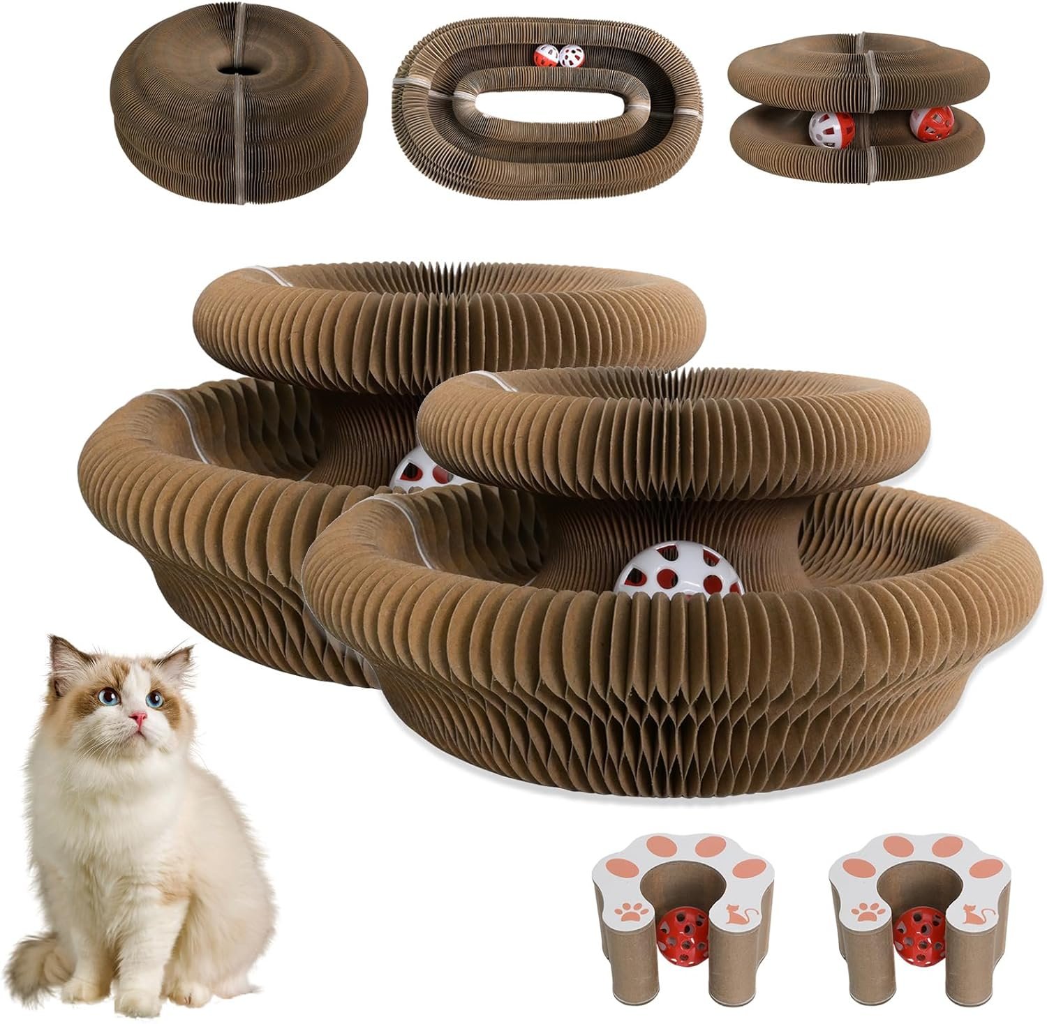 Kitty Kurlz, Cat Toys 2PCS Magic Organ Cat Scratcher , Infinity Scratching Board Reversible Interactive Cardboard Kitten Pads for Bored Indoor Cats