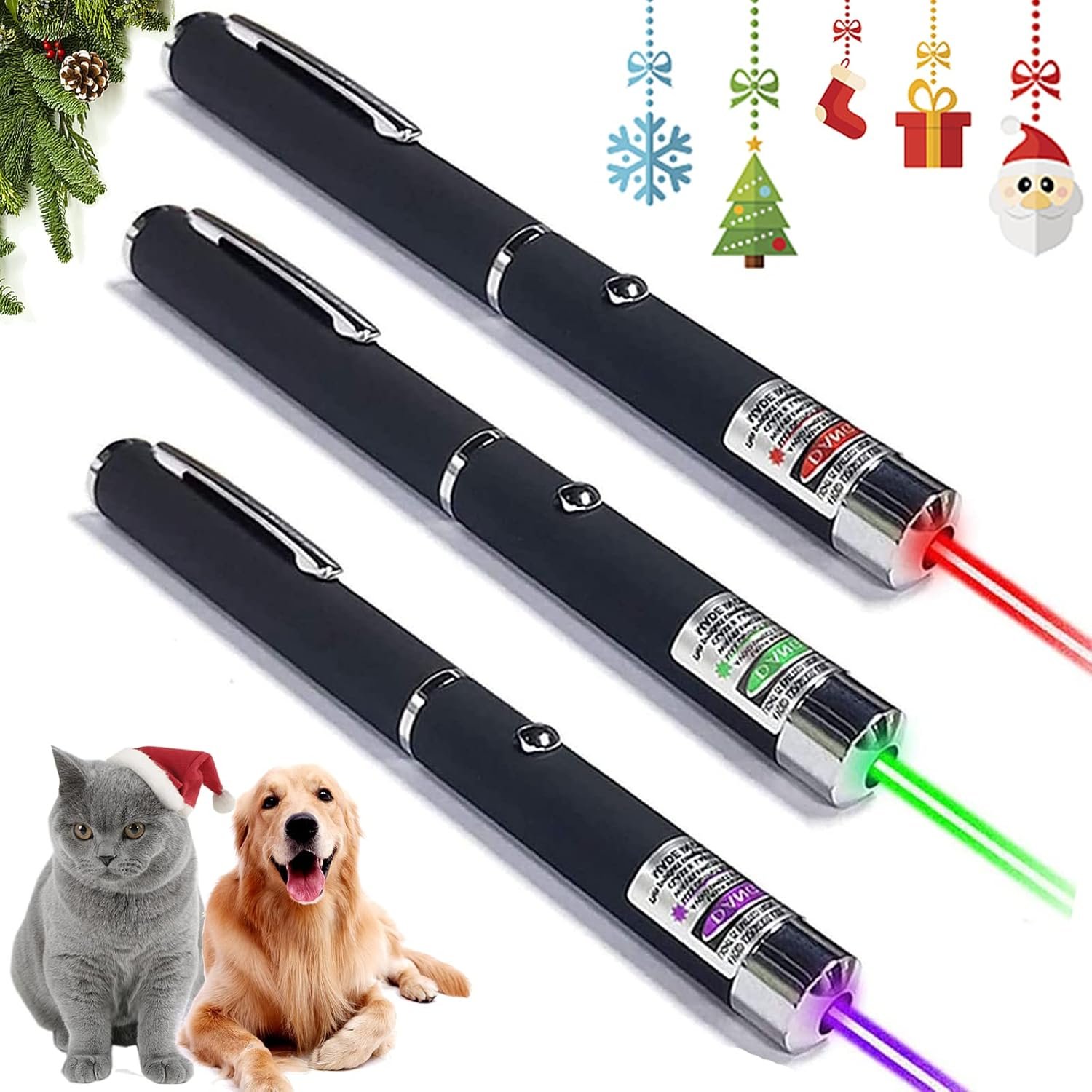 Laser Pointer for Cats and Dogs – 3 Pack Pet Kitten Indoor Training Chaser Toys – Cat Pointer Teaching Indicator