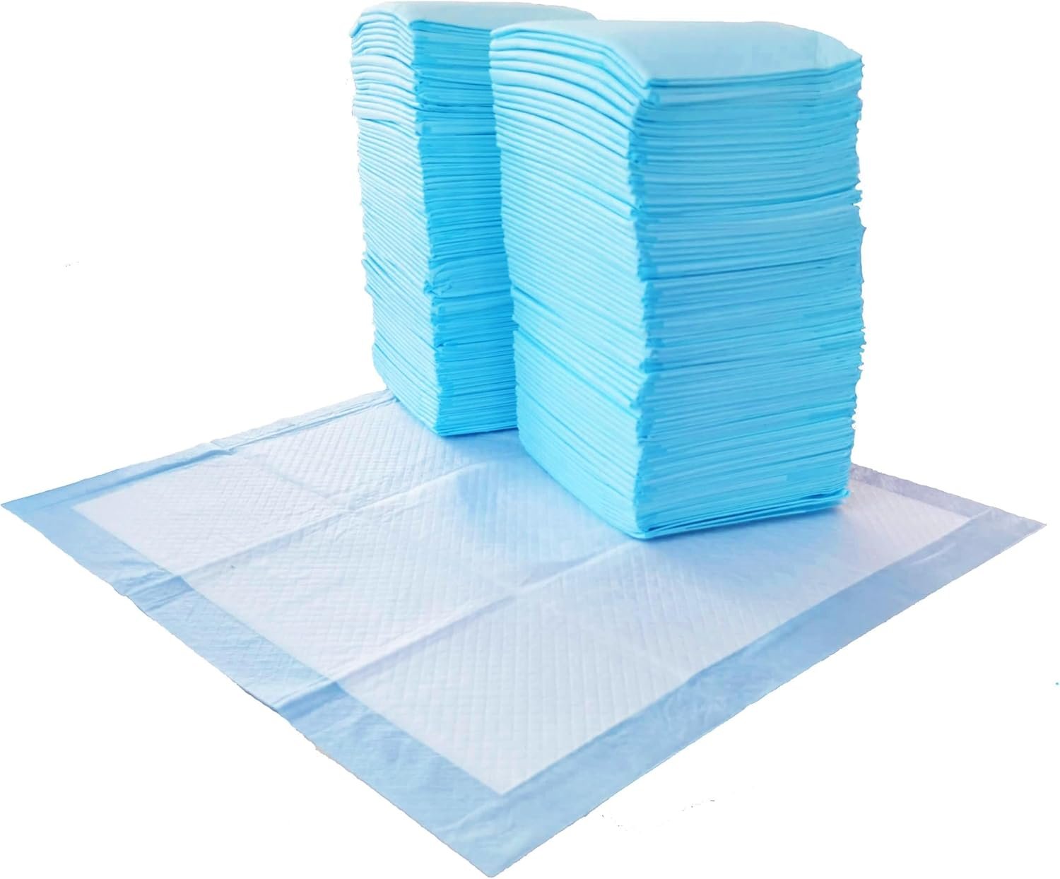 Amazon Basics Scented Dog and Puppy Pee Pads, 5-Layer Leak-Proof Super Absorbent, Quick-Dry Surface, Potty Training, Regular (22×22″), 100 Count, Blue & White