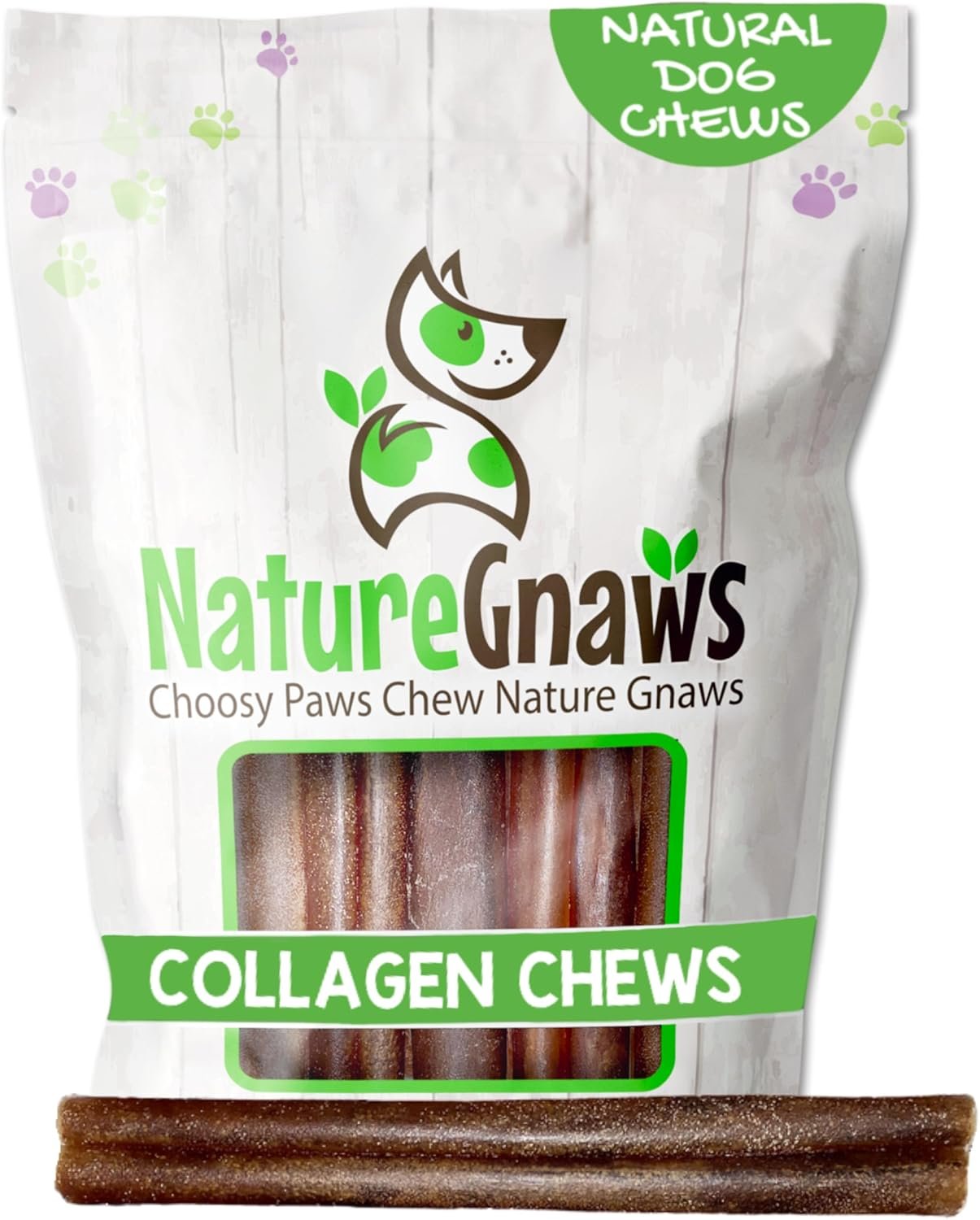 Nature Gnaws Collagen Sticks for Dogs 6″ (12 Count) – Long Lasting for Small and Medium Dogs – Natural Beef Hide Dog Chew Bones