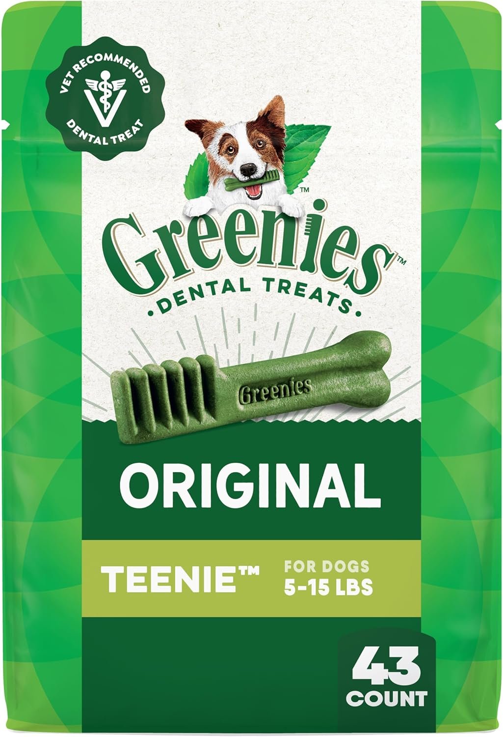 Greenies Veterinarian-Recommended Natural Dental Dog Treats Regular Size, Original Flavor, 12 oz. Pack, 43 Count