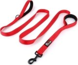 Primal Pet Gear Dog Leash 8ft Long – RED – Traffic Padded Two Handle – Heavy Duty – Double Handles Lead for Control Safety Training – Leashes for Large Dogs or Medium Dogs – Dual Handles Leads