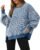 Fisoew Women’s Fall Oversized Sweatshirt Casual Waffle Knit Long Sleeve Crewneck Split Pullover Tunic Tops